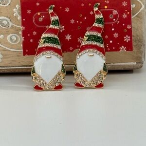 Gnome Earrings Red and Green Gnome Festive Holiday Earrings. NWT